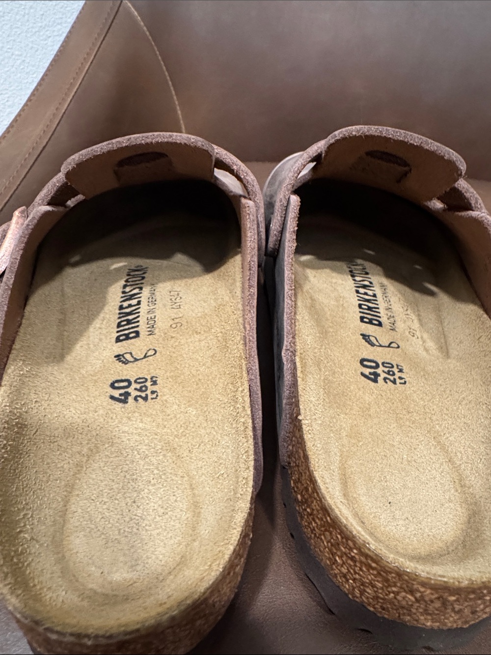 Birkenstock Brown Leather Clogs with Buckle - Picture 3 of 4